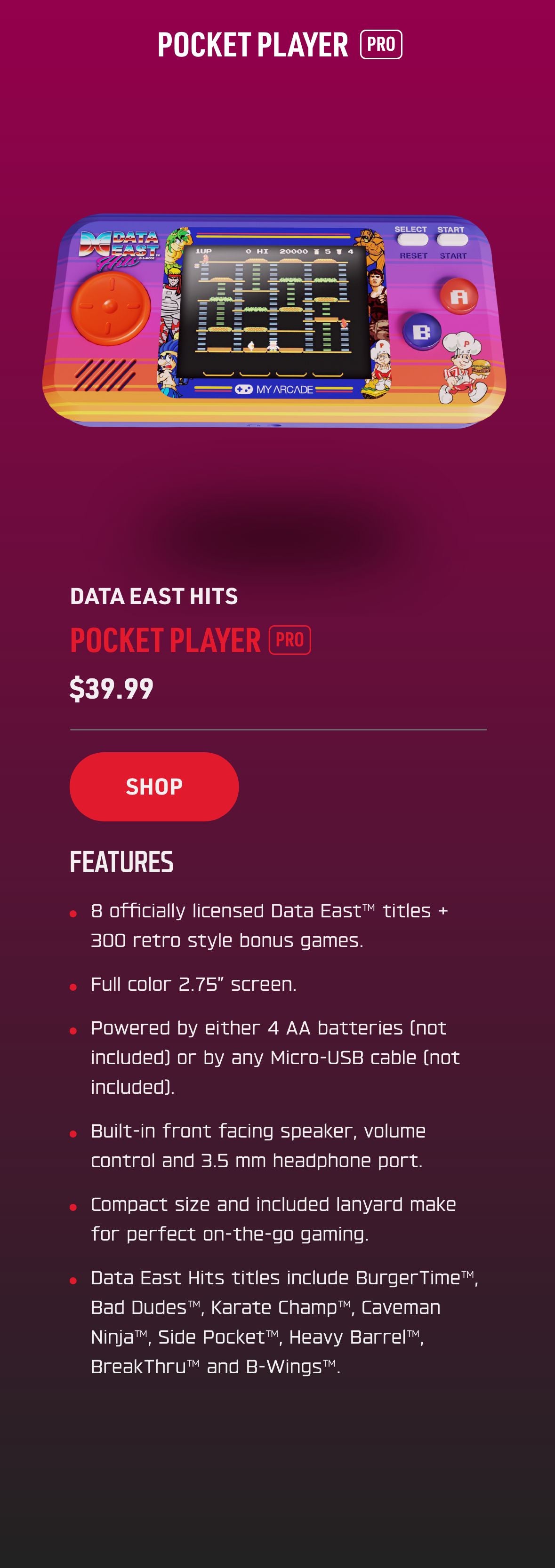 Data East Pocket Player - Tragbare Arcade Mit Kultspielen