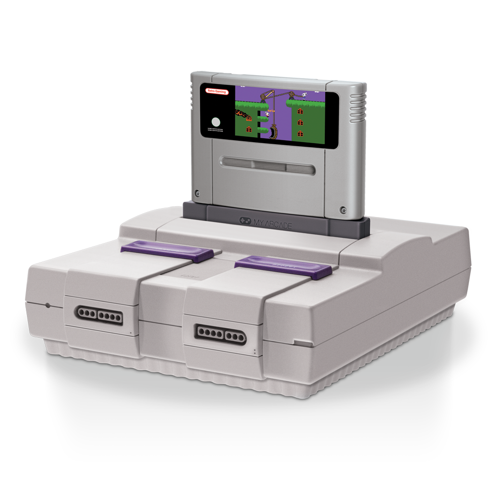 Super Cartridge Converter for SNES docked with cartridge